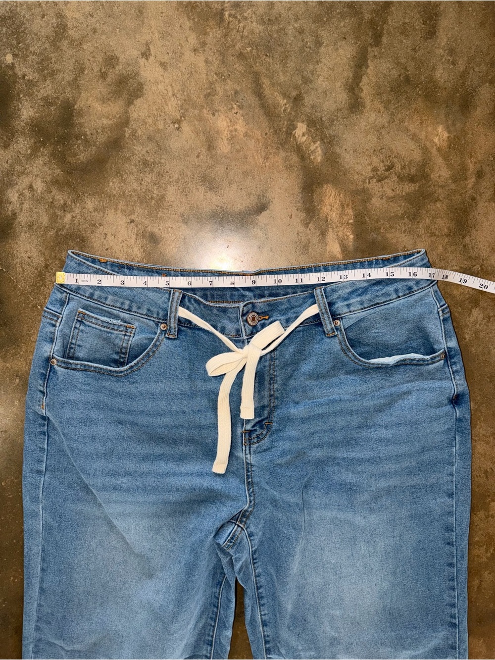 Sidefeel NWOT Size 16 Wide Leg Jeans Light Wash Cuffed Hem Drawstring - Picture 6 of 12